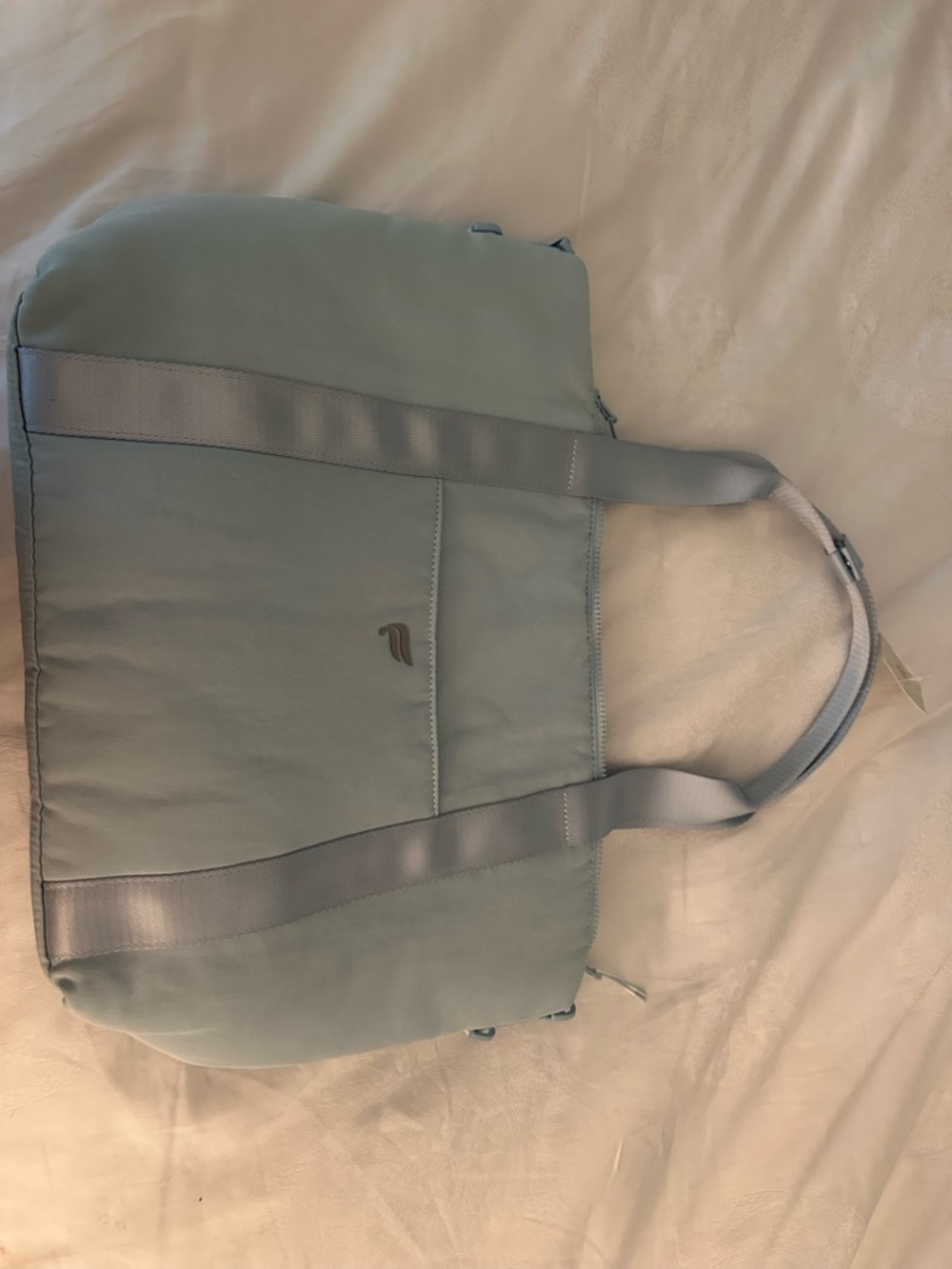 Fabletics Light Gray Tote Bag with Satin-Strap Detail - Picture 3 of 8